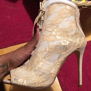 Nude Lace High Heels